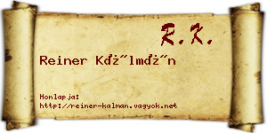 Reiner Kálmán névjegykártya